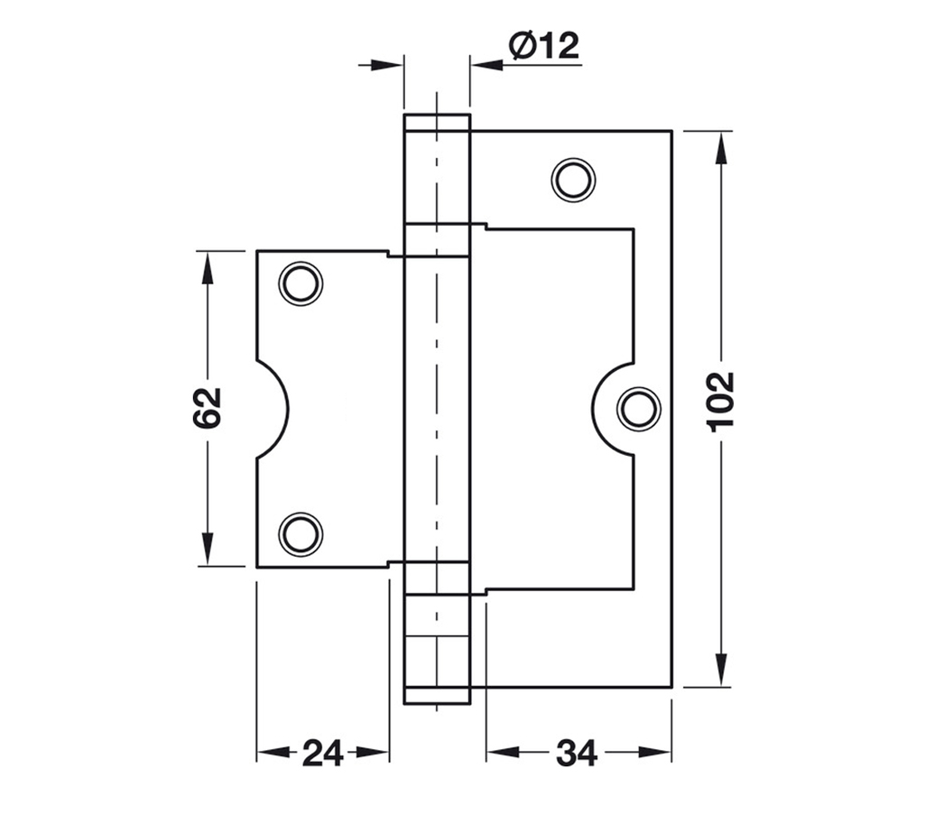 DH-A022 Butterfly Hinge Dimensions DH-A022 Butterfly Hinge