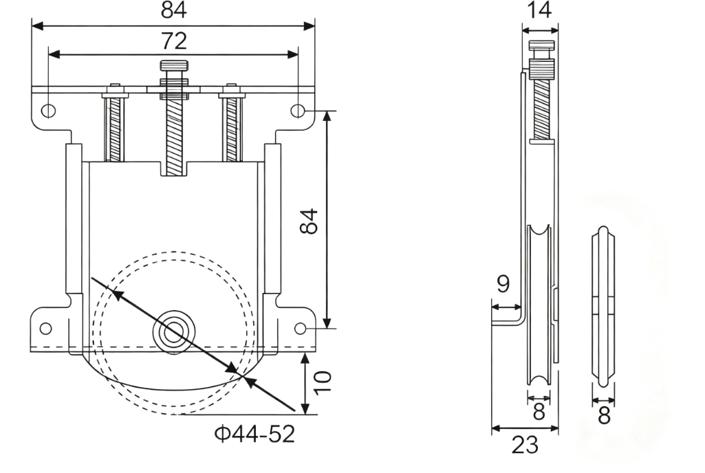 DF-B020 Sliding Roller Size Reference DF-B020 Sliding Roller Size Reference